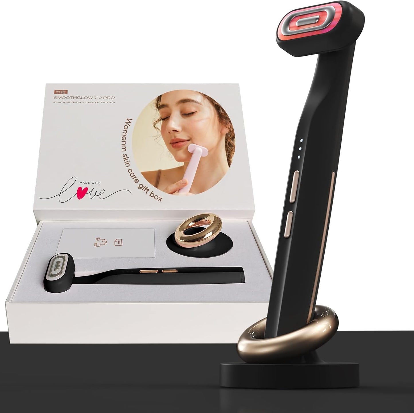 SMOOTHGLOW 2.0 PRO Awakening-4D 9-In-1 Red Light Therapy for Face, Home Radiant Renewal Facial Wand, LED Light Therapy Wand for Face Lift, Firm, Anti-Aging Wrinkle, Rejuvenation, Gift Set for Women