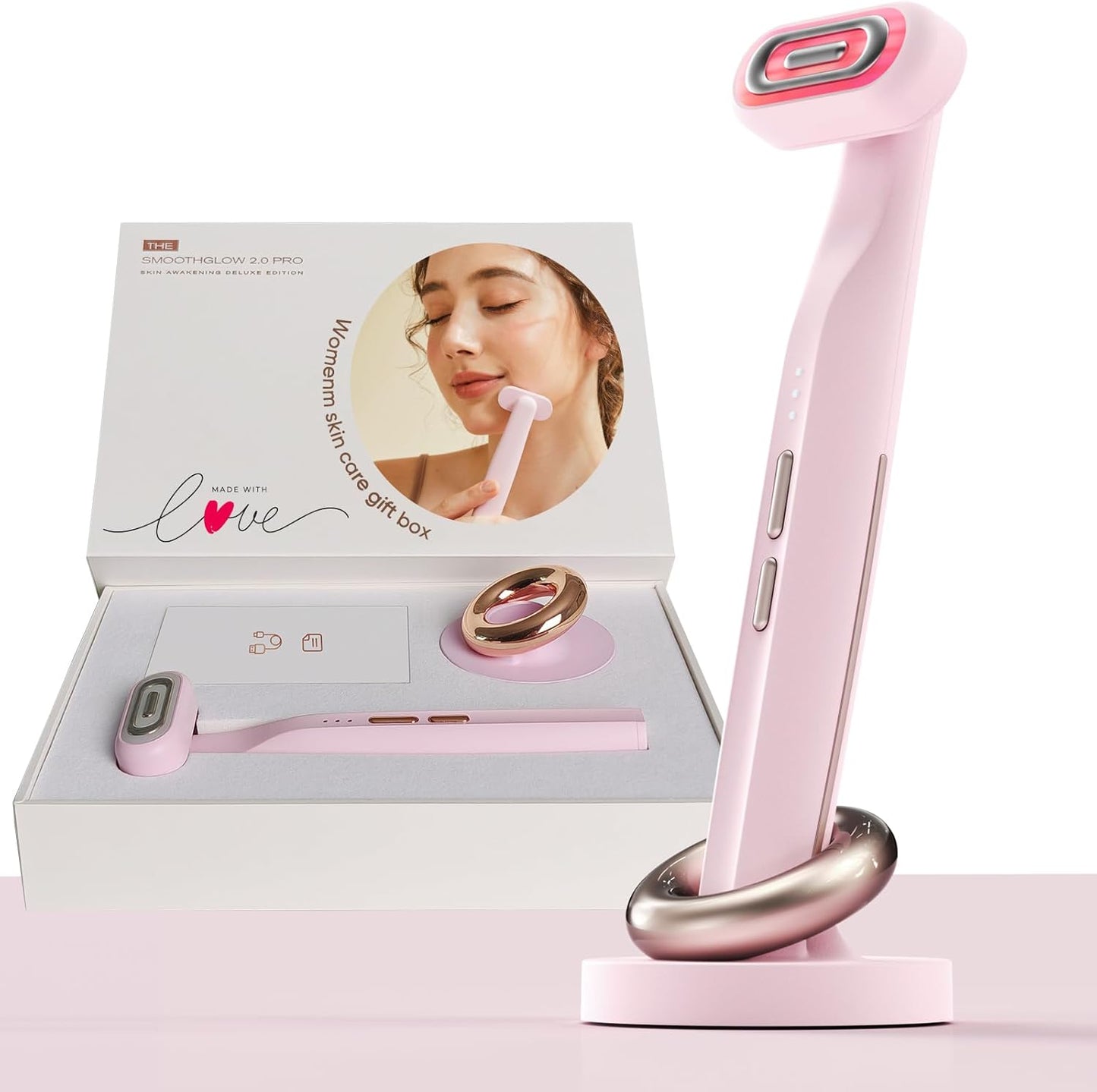 SMOOTHGLOW 2.0 PRO Awakening-4D 9-In-1 Red Light Therapy for Face, Home Radiant Renewal Facial Wand, LED Light Therapy Wand for Face Lift, Firm, Anti-Aging Wrinkle, Rejuvenation, Gift Set for Women